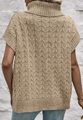 Cable Knit Turtleneck Short Sleeve Sweater - Will Ship 1/24