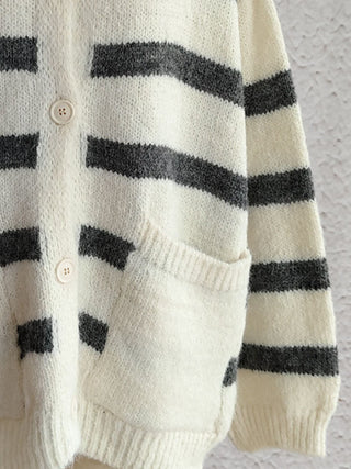 Striped Button Down Long Sleeve Cardigan- Ships 11/11