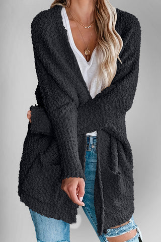 Double Take Pocketed Open Front Long Sleeve Cardigan -Ship 9/24