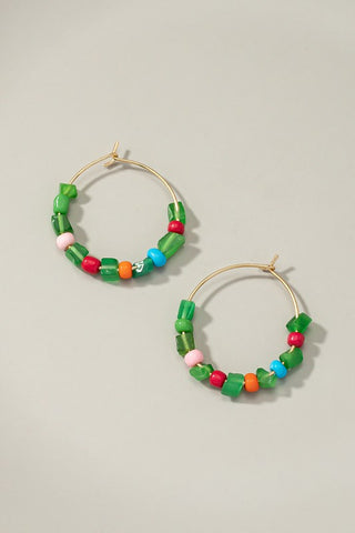 Natural Stone Chip Hoop Earrings