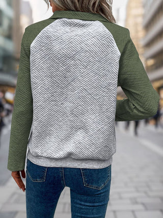 Perfect Contrast Textured Long Sleeve Sweatshirt -Ships 9/5