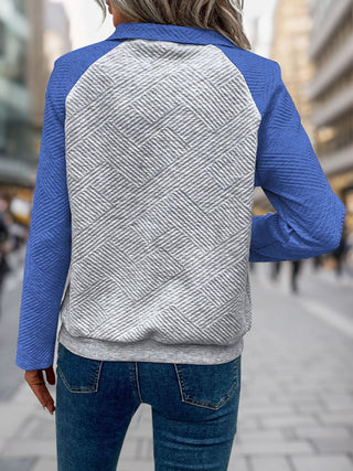 Perfect Contrast Textured Long Sleeve Sweatshirt -Ships 9/5