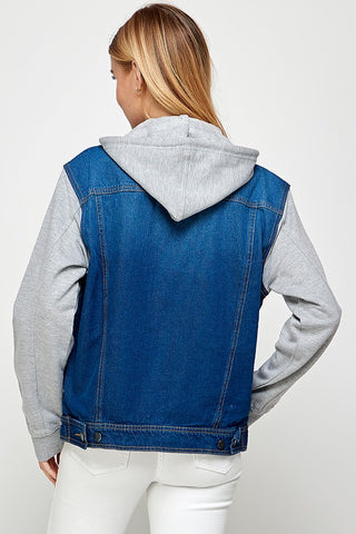 Winnie Women's Denim  Jacket with Fleece Hoodies