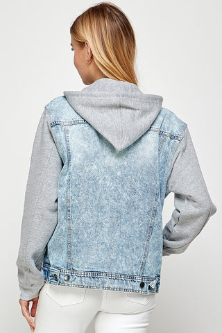 Winnie Women's Denim  Jacket with Fleece Hoodies