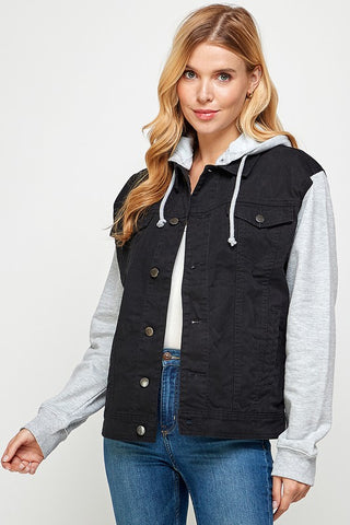 Winnie Women's Denim  Jacket with Fleece Hoodies