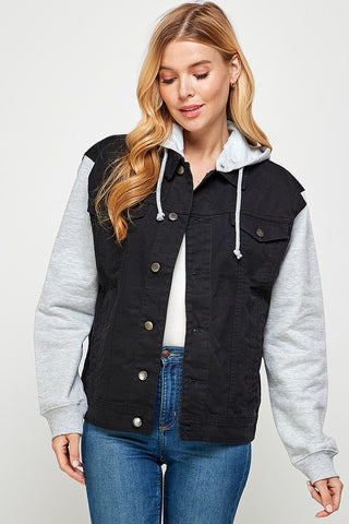 Winnie Women's Denim  Jacket with Fleece Hoodies