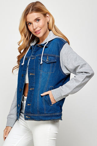 Winnie Women's Denim  Jacket with Fleece Hoodies