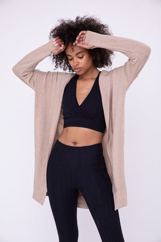 Mono B Longline Hooded Cardigan with Pockets