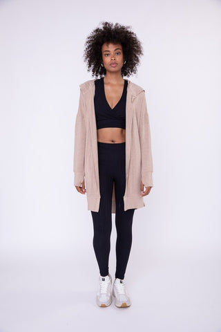 Mono B Longline Hooded Cardigan with Pockets