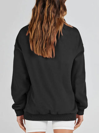 Mock Neck Drop Shoulder Long Sleeve Sweatshirt -Ships 12/27