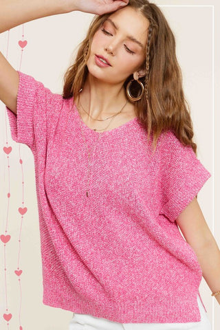 Wessex Soft Lightweight V-Neck Short Sleeve Sweater Top