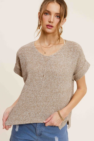 Wessex Soft Lightweight V-Neck Short Sleeve Sweater Top