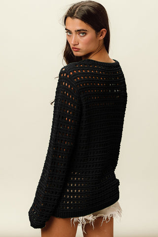 BiBi Round Neck Openwork Knit Cover Up- Ships 7/18.