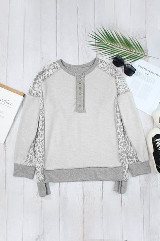 Exposed Seam Leopard Long Sleeve Sweatshirt -Ships 12/5