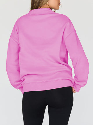 Mock Neck Drop Shoulder Long Sleeve Sweatshirt -Ships 12/27