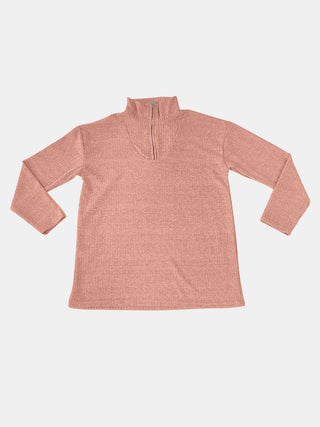 Full Size Quarter Zip Long Sleeve Top - Ships 11/9