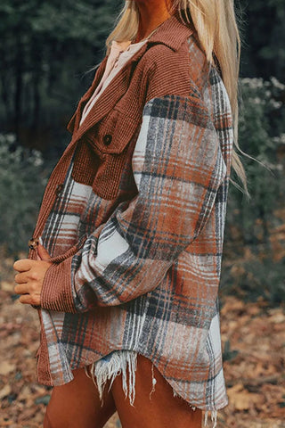 Plaid Button Up Long Sleeve Shacket- Ships 9/10