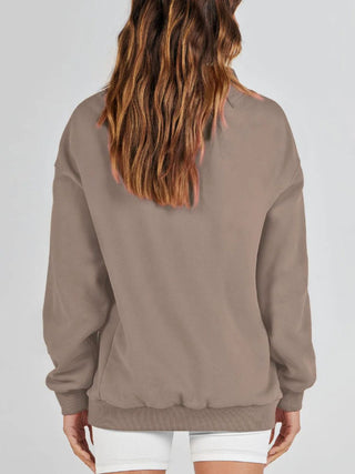 Mock Neck Drop Shoulder Long Sleeve Sweatshirt -Ships 12/27