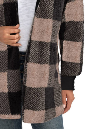 Plaid Long Sleeve Hooded Coat -Ships 10/30