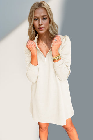 Double Take Textured Quarter Zip Long Sleeve Dressc-Ships 10/25