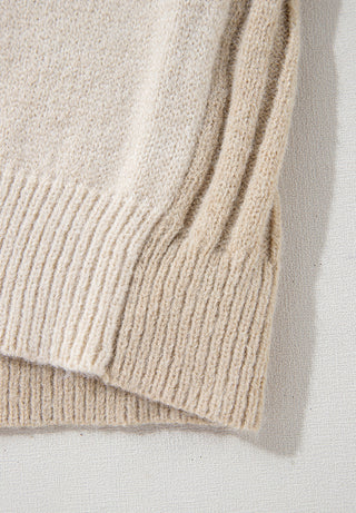 Cable-Knit Color Block Round Neck Sweater -Ships 11/9