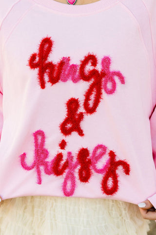 Valentine’s Day HUG AND KISSES Round Neck Sweatshirt -Ships 1/10