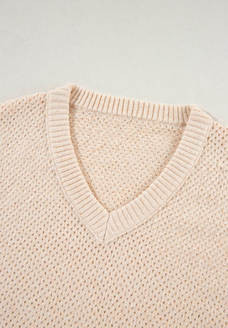 V-Neck Dropped Shoulder Long Sleeve Sweater -Ships 11/9