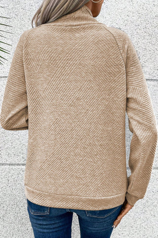 Textured Turtleneck Long Sleeve Sweatshirt - Ships 11/28