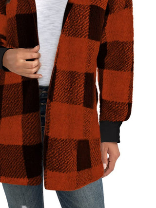 Plaid Long Sleeve Hooded Coat -Ships 10/30