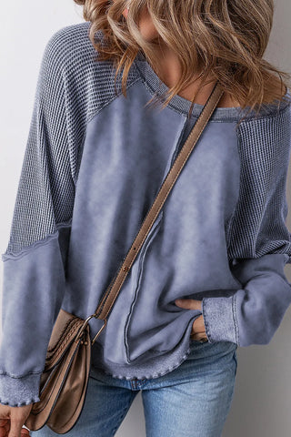 Bella Exposed Seam Long Sleeve Sweatshirt -Ships 9/5