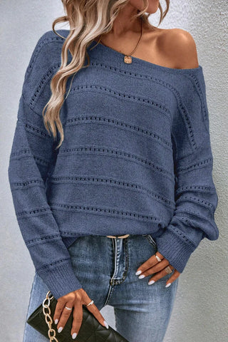 Boat Neck Dropped Shoulder Sweater  - Will Ship 8/28