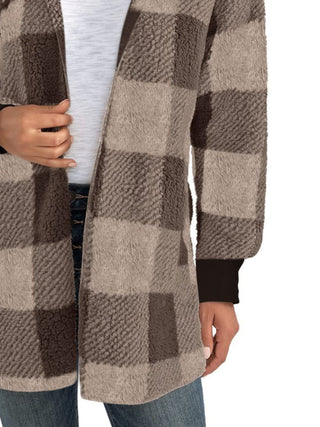 Plaid Long Sleeve Hooded Coat -Ships 10/30