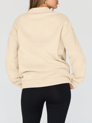 Mock Neck Drop Shoulder Long Sleeve Sweatshirt -Ships 12/27