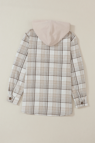 Plaid Removable Hood Button Up Shacket - Ships 11/28