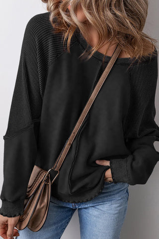 Bella Exposed Seam Long Sleeve Sweatshirt -Ships 9/5