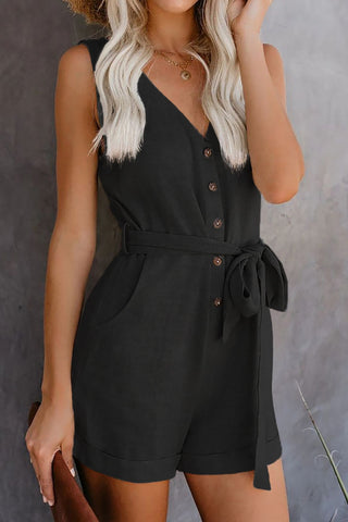 Out and About V-Neck Sleeveless Romper with Pockets