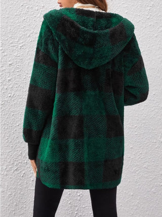 Plaid Long Sleeve Hooded Coat -Ships 10/30