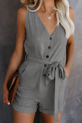 Out and About V-Neck Sleeveless Romper with Pockets
