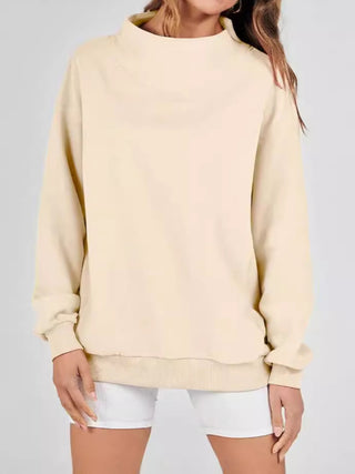 Mock Neck Drop Shoulder Long Sleeve Sweatshirt -Ships 12/27