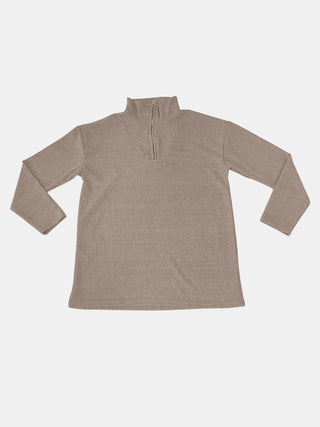 Full Size Quarter Zip Long Sleeve Top - Ships 11/9