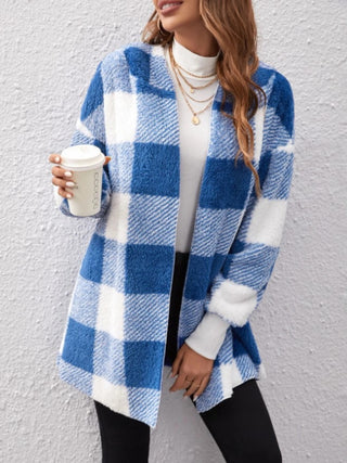 Plaid Long Sleeve Hooded Coat -Ships 10/30