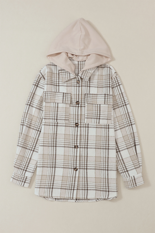 Plaid Removable Hood Button Up Shacket - Ships 11/28