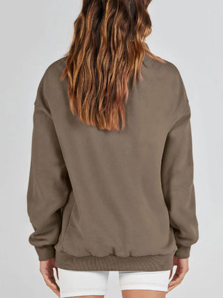 Mock Neck Drop Shoulder Long Sleeve Sweatshirt -Ships 12/27