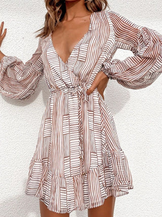 Cutout Back Surplice Long Sleeve Dress -Ships 2/1