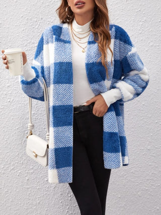 Plaid Long Sleeve Hooded Coat -Ships 10/30