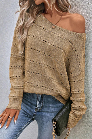 Boat Neck Dropped Shoulder Sweater  - Will Ship 8/28