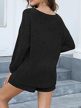 Round Neck Dropped Shoulder Top and Shorts Set -Ships 9/26