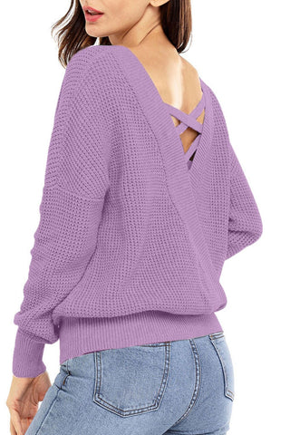 Crisscross Back Boat Neck Sweater -Ships 12/15