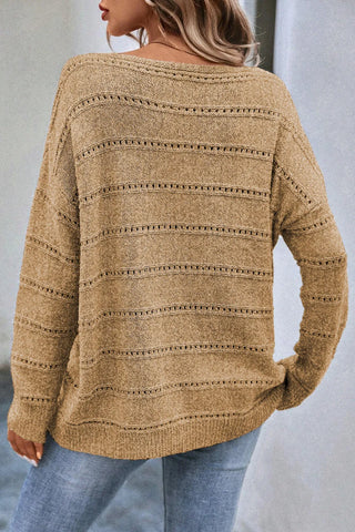 Boat Neck Dropped Shoulder Sweater  - Will Ship 8/28