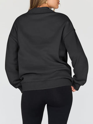 Mock Neck Drop Shoulder Long Sleeve Sweatshirt -Ships 12/27